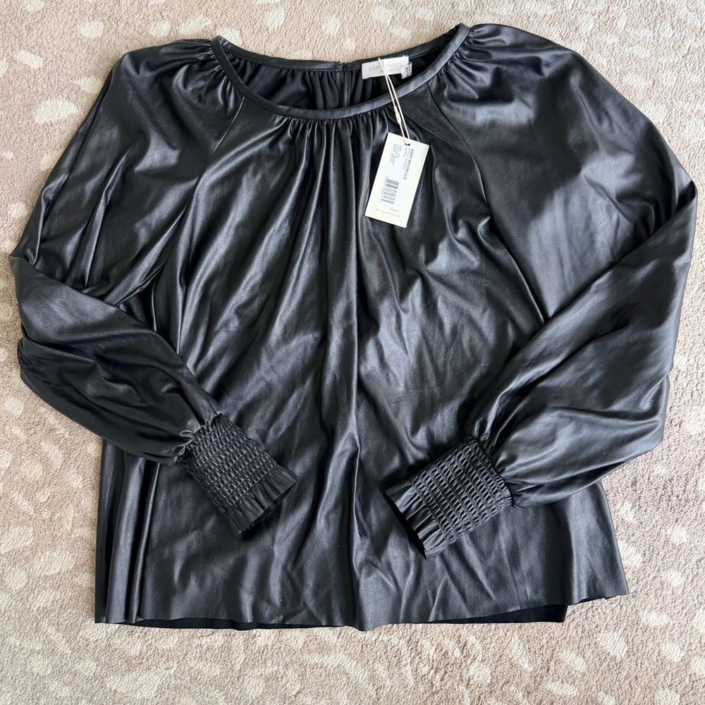 Ramy Brook Black Gathered Sleeve Blouse